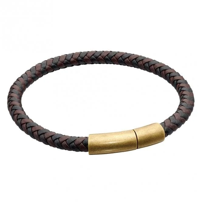 Women's DNA bangles-Reborn Two Tone Brown Recycled Leather Bracelet B5326