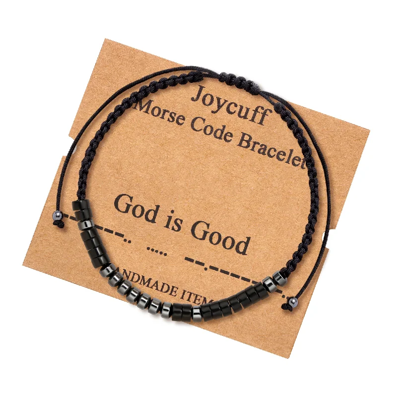 Women's Valentine's Day bangles-God is Good Inspirational Morse Code Bracelets for Mom Daughter Wife Sister BFF