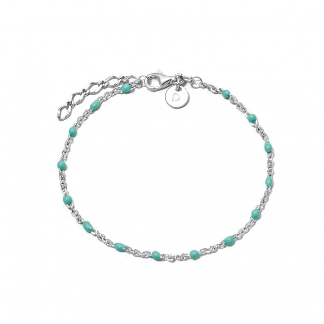 Women's chain bracelets-Treasures Turquoise Beaded Bracelet BBR02_SLV