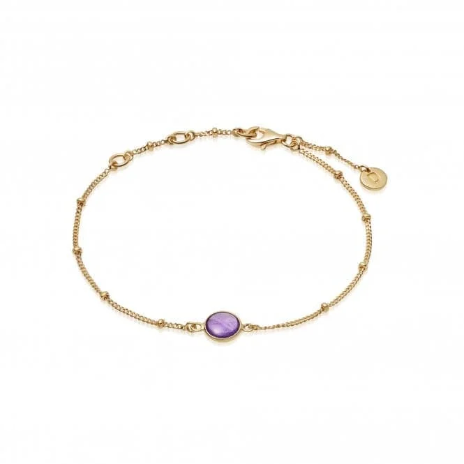 Women's K gold bangles-Amethyst Healing Stone Bobble 18ct Gold Plate Bracelet HBR1002_GP