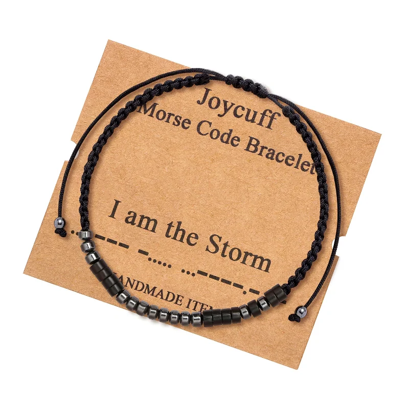 Women's everyday bangles-I am The Storm Inspirational Morse Code Bracelet Secret Message