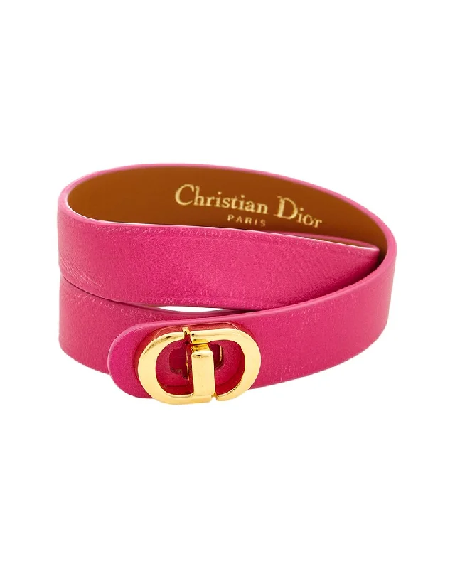 Women's K gold bangles-Dior Logo Leather Bracelet