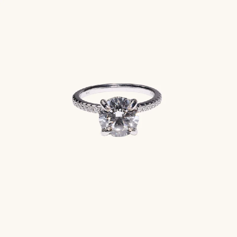 Women's vintage-inspired rings-2.71 Round Lab Diamond Engagement Ring with Hidden halo