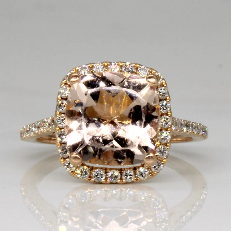 Women's investment rings-Morganite & Diamond Cocktail Ring | 2.60ct, 0.20ctw | SZ 5 |