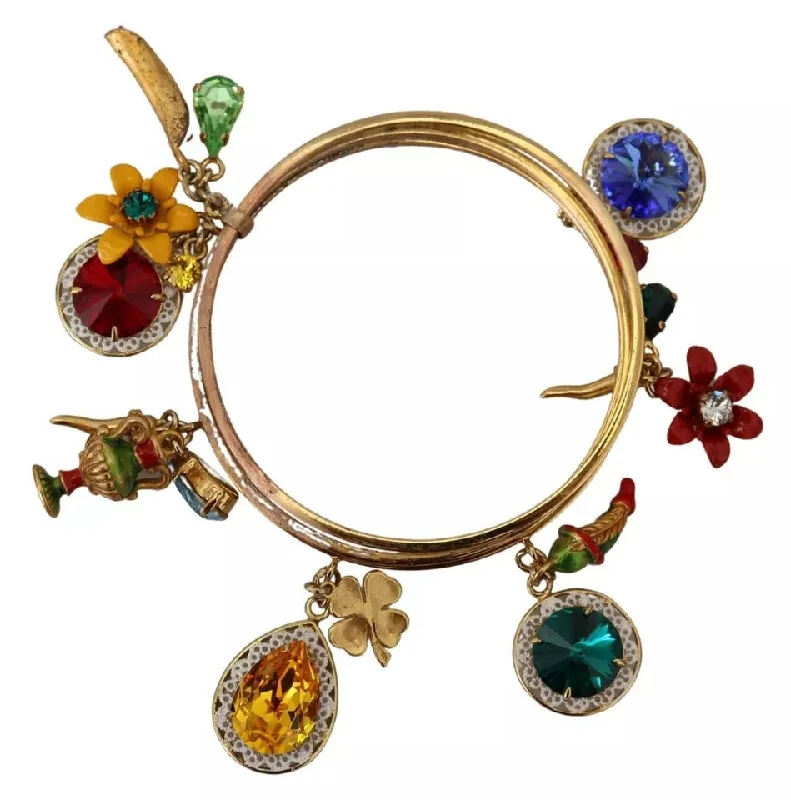 Women's party bangles-Dolce & Gabbana multi Crystal  Tone Brass Bangle Women's Bracelet (Pre-Owned)