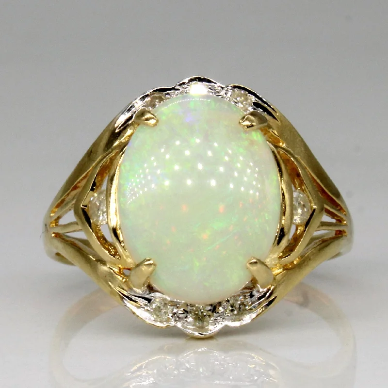 Women's personalized rings-Opal & Diamond Cocktail Ring | 2.35ct, 0.15ctw | SZ 7.25 |