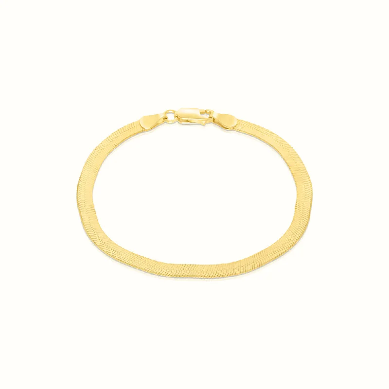 Women's gold-plated bangles-Women's Vermeil Herringbone Bracelet 4mm