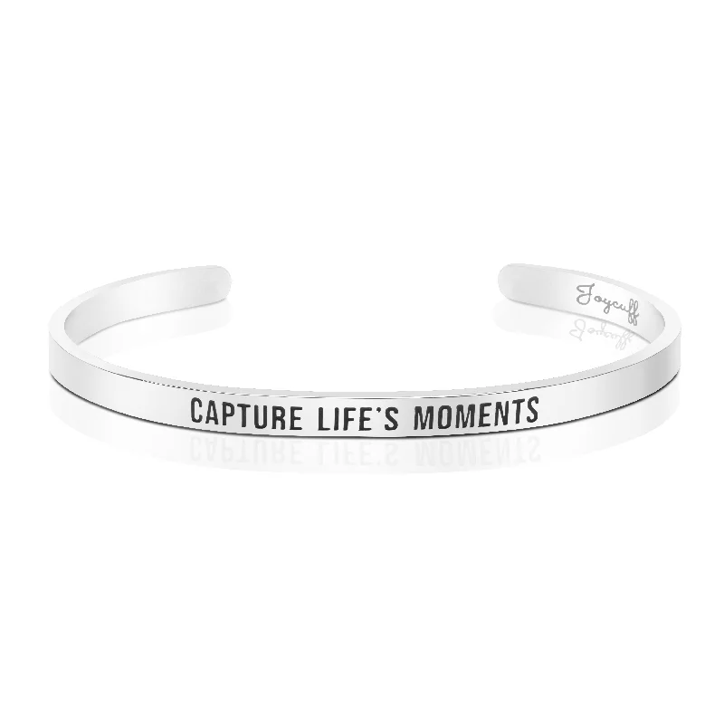 Women's alloy bangles-Capture Life's Moments Mantra Bracelet Gift for Photographer