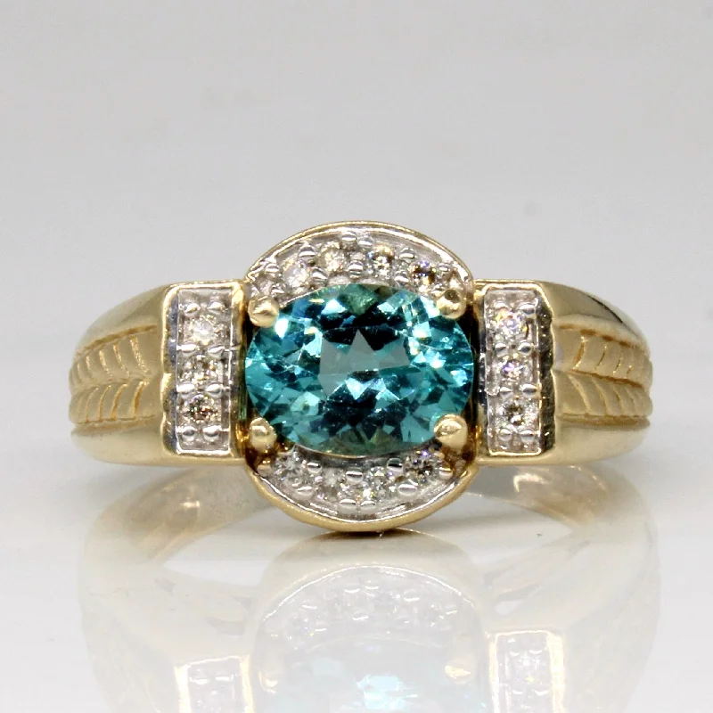 Women's diamond rings-Paraiba Tourmaline & Diamond Cocktail Ring | 1.40ct, 0.10ctw | SZ 7.75 |