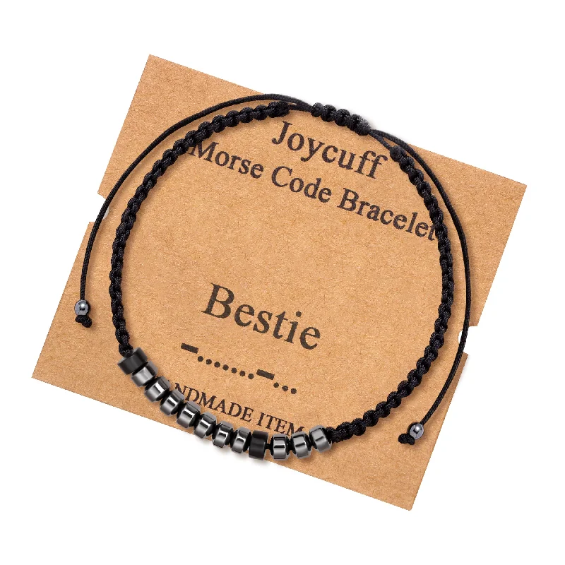 Women's sterling silver bangles-Bestie Morse Code Bracelet for Women Inspirational Gift for Her