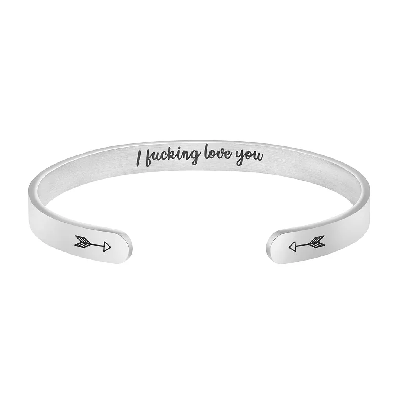 Women's Mother's Day bangles-I F**king Love You Hidden Message Cuff Bracelet