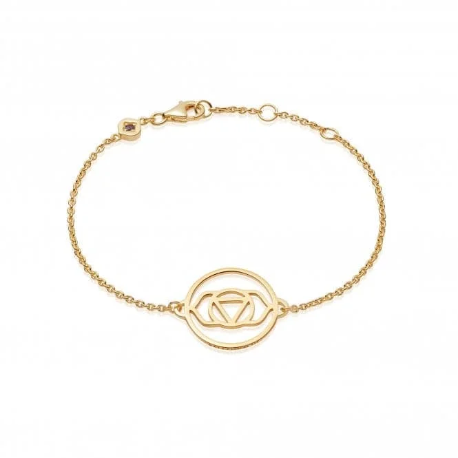 Women's charm bangles-Brow Chakra Chain 18ct Gold Plated Bracelet CHKBR1006