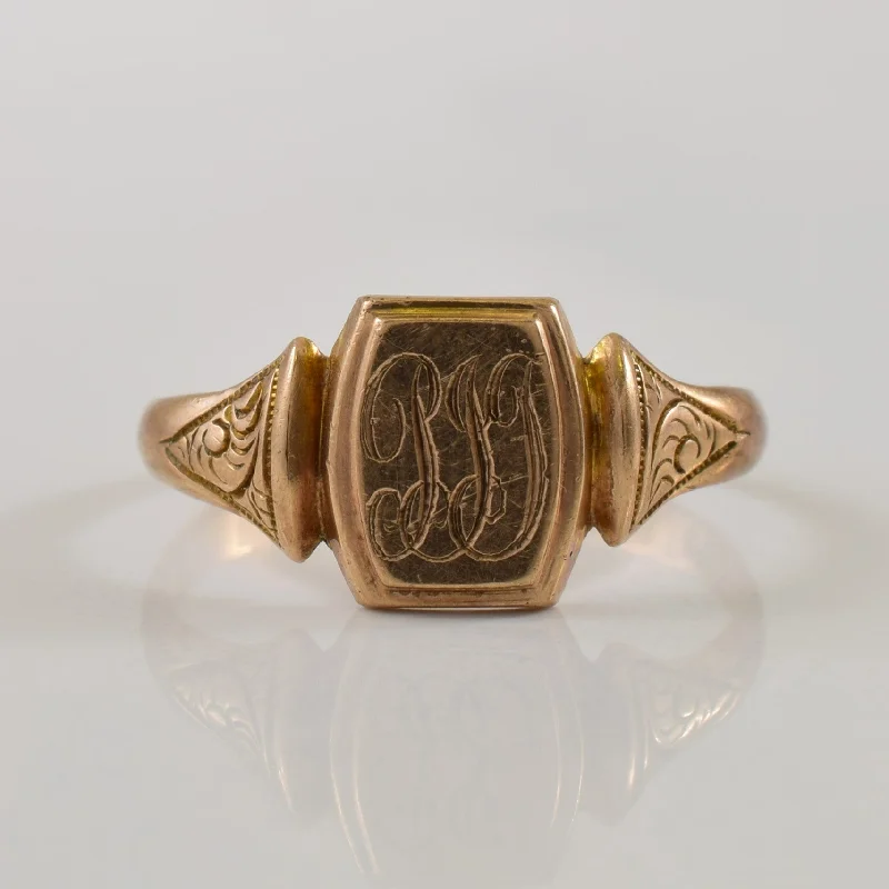 Custom women's rings-1931 Birmingham 9k Yellow Gold Initialed Signet Ring | SZ 5 |