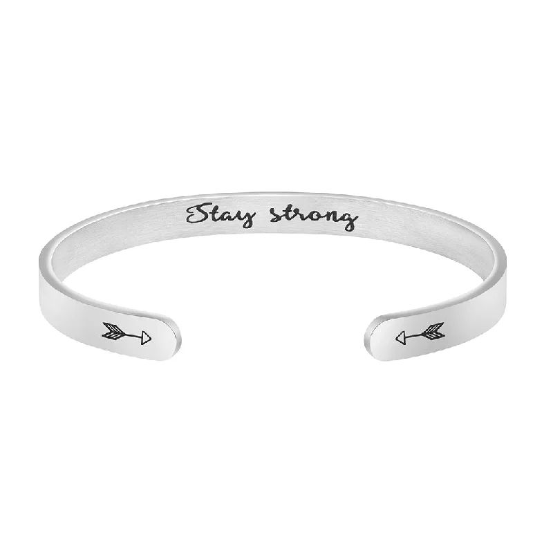 Women's ethical bangles-Stay Strong Hidden Message Cuff Bracelet