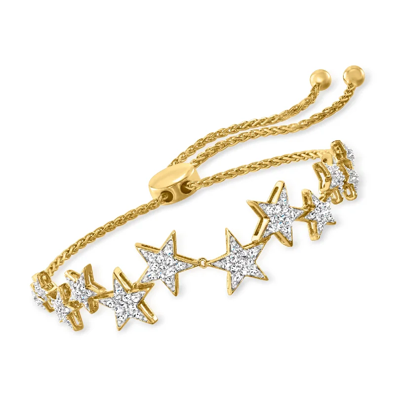 Women's custom design bangles-Ross-Simons Diamond Star Bolo Bracelet in 18kt Gold Over Sterling