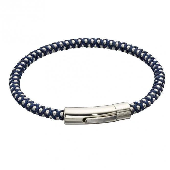 Women's fingerprint bangles-Navy Para Cord Bead Bracelet B5327