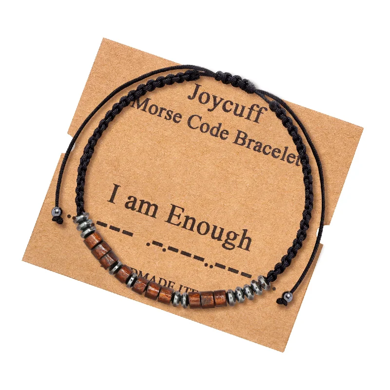 Women's jade bangles-I am Enough Secret Message Morse Code Bracelet Motivational Jewelry for Her