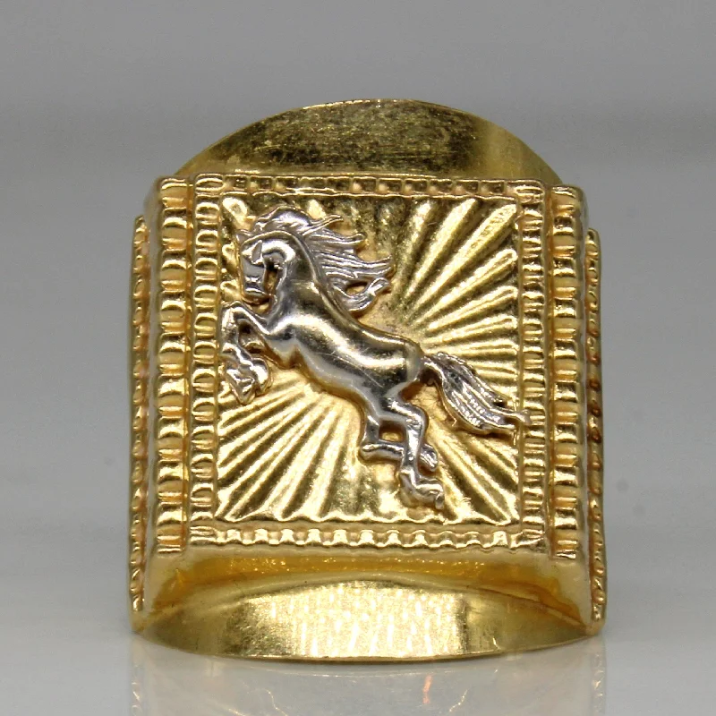 Women's holiday rings-18k Two Tone Gold Horse Ring | SZ 9.75 |