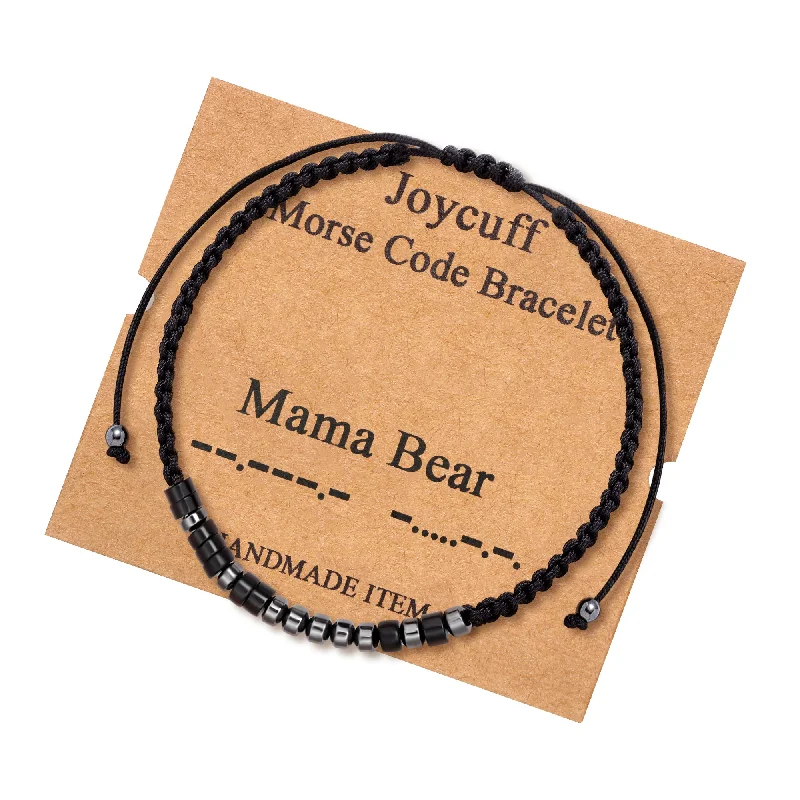 Women's friendship bangles-Mama Bear Inspirational Morse Code Bracelets for Mom Daughter Wife Sister