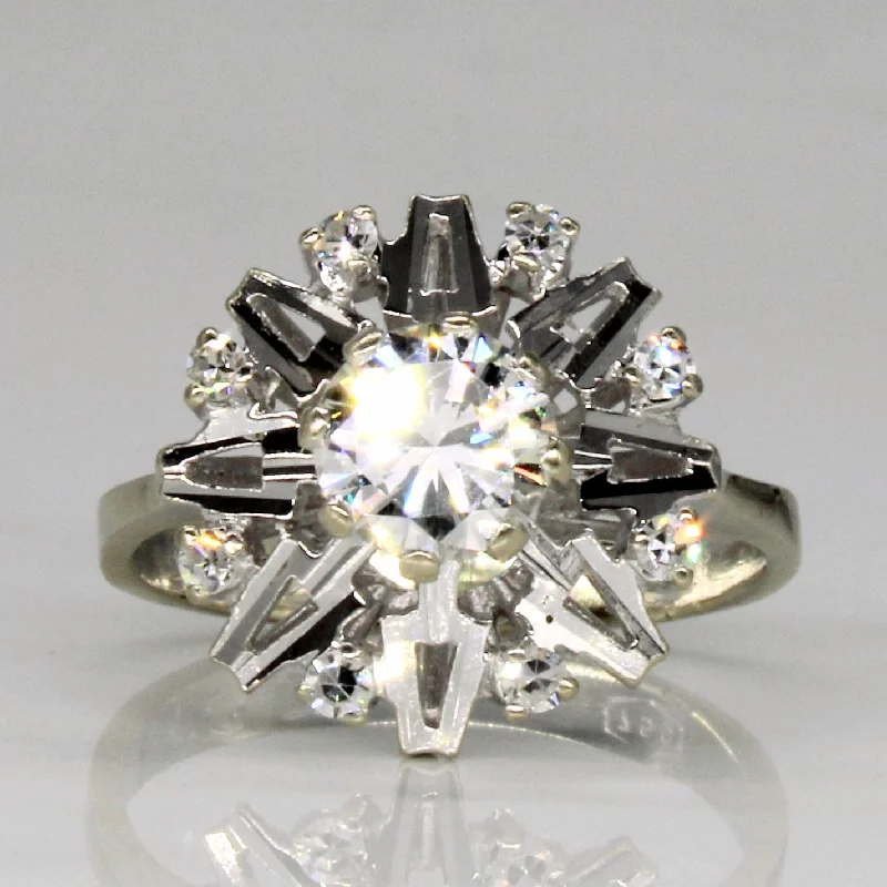 Women's gemstone rings-Diamond Star Design Engagement Ring | 0.75ctw | SZ 4.5 |