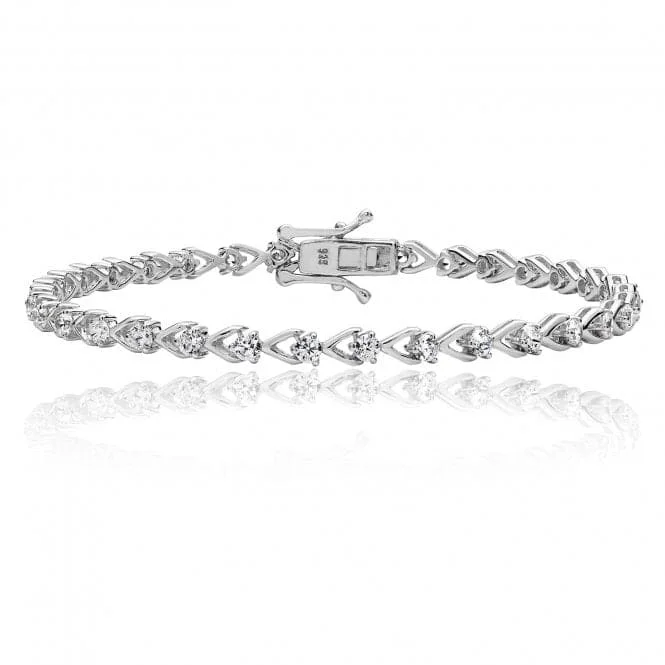 Women's evil eye bangles-Silver & Co Cubic Zirconia V-Shaped Bracelet with Claw Setting SBG0016