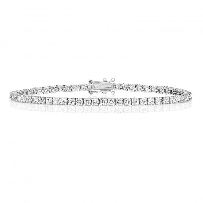 Women's minimalist bangles-Diamond Jewellery 18ct Gold Tennis Bracelet BDQ704W/GH7