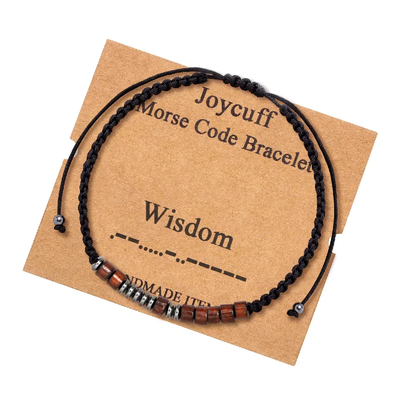 Women's silver bangles-Wisdom Morse Code Bracelet for Women Inspirational Gift for Her