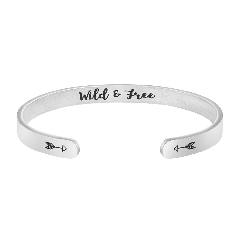 Women's birthstone bangles-Wild & Free Hidden Message Cuff Bracelet