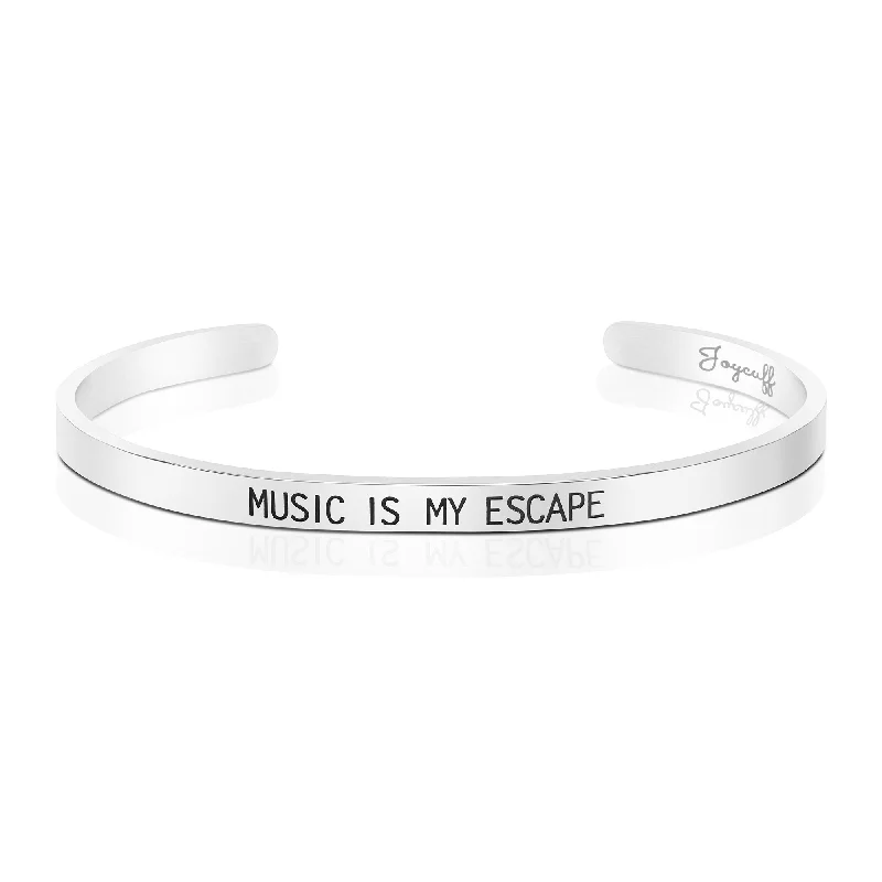 Women's rose gold bangles-Music is My Escape Mantra Bracelet