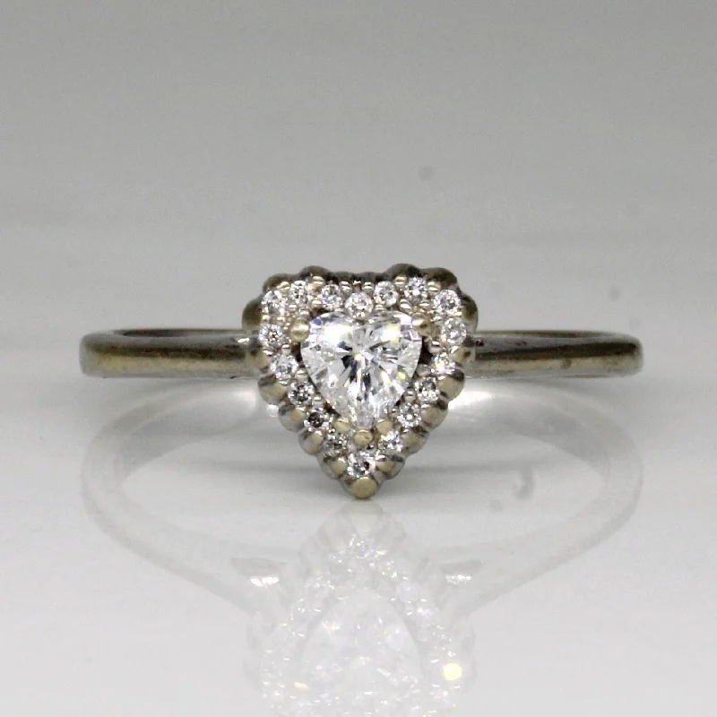 Women's custom design rings-Heart Cut Diamond Promise Ring | 0.31ctw | SZ 6.25 |