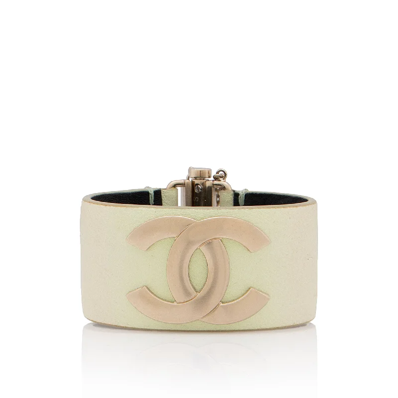 Women's sustainable bangles-Chanel Iridescent Calfskin CC Hinged Bracelet