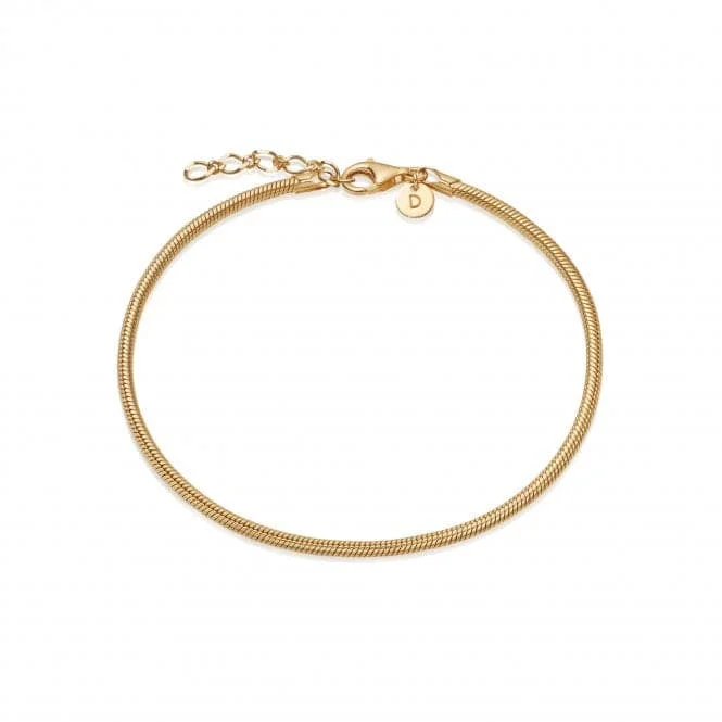 Women's rose gold bangles-Round Snake Chain 18ct Gold Plated Bracelet RBR06_GP