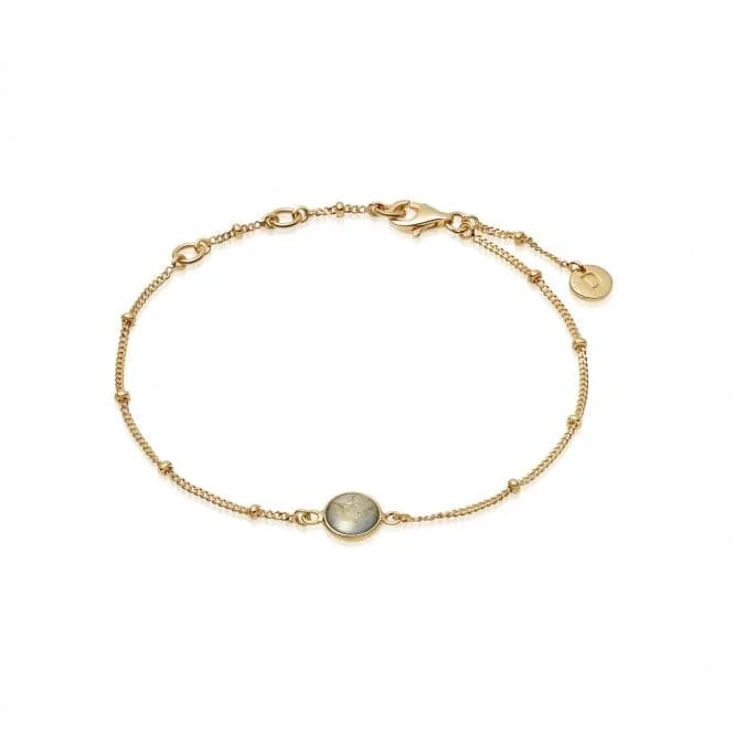 Women's tennis bracelets-Labrodorite Healing Stone Bobble 18ct Gold Plate Bracelet HBR1007_GP