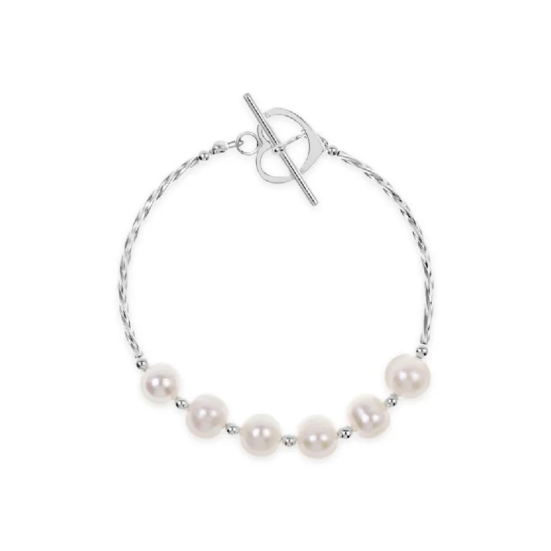 Women's spiritual bangles-Twist Pearl Bracelet Ivory Pearls