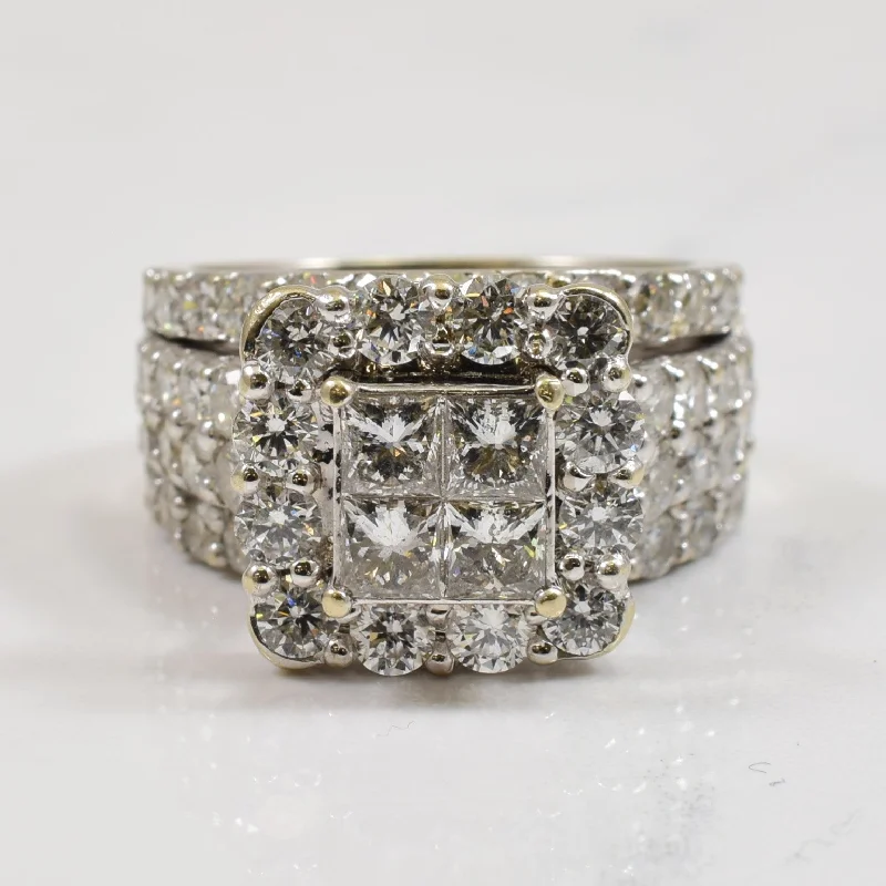 Women's art deco rings-High Set Diamond Cluster Ring | 3.60ctw | SZ 6.75 |