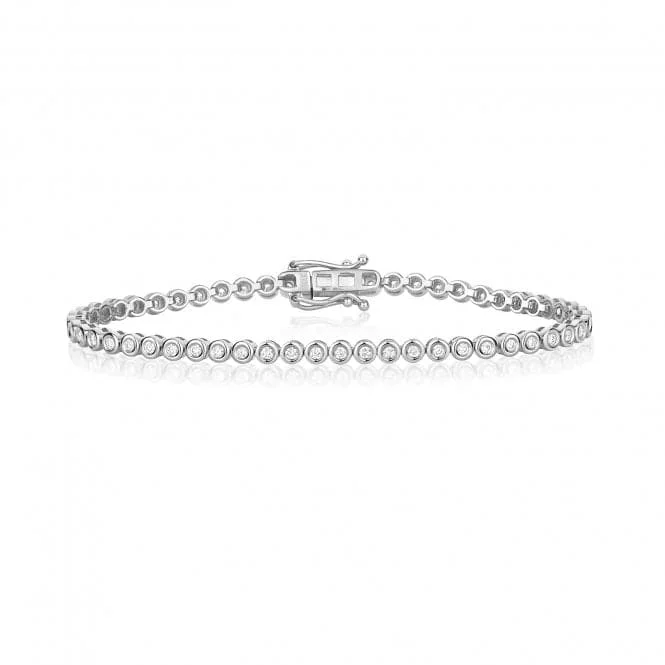 Women's custom design bangles-Diamond Jewellery 9ct White Gold Diamond Rubover Tennis Bracelet BD038W