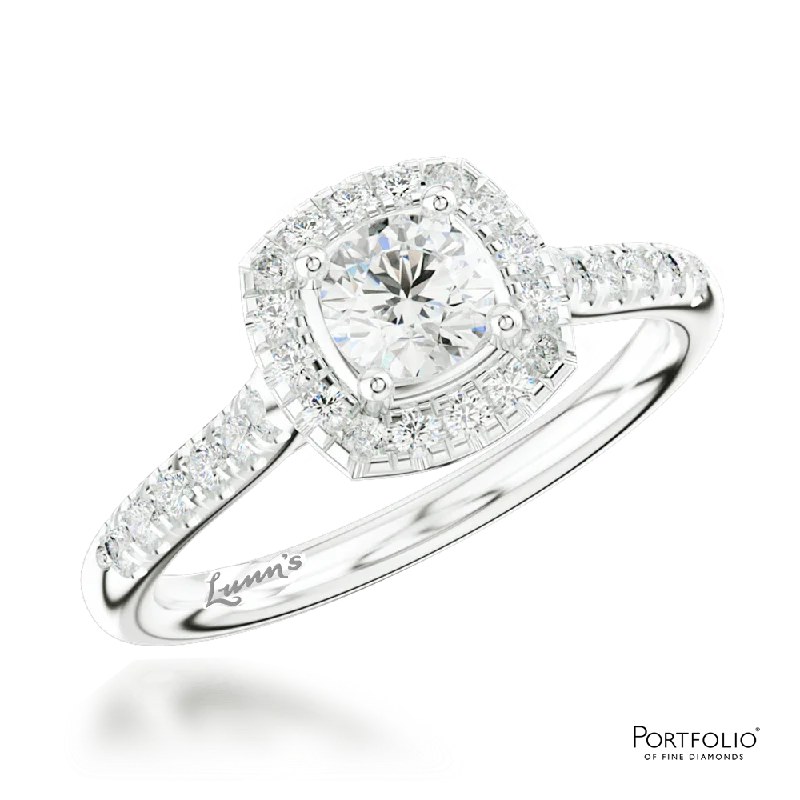 Women's vintage-inspired rings-Cluster 0.37ct E SI1 Diamond Platinum Ring