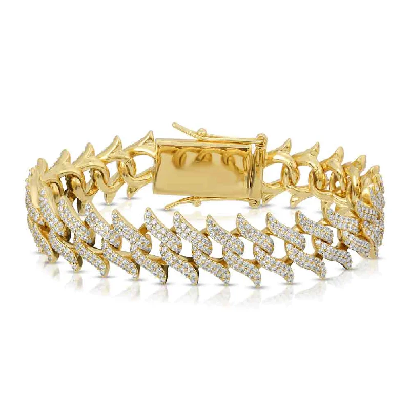 Women's friendship bangles-Women's Diamond Spiked Laurel Cuban Bracelet