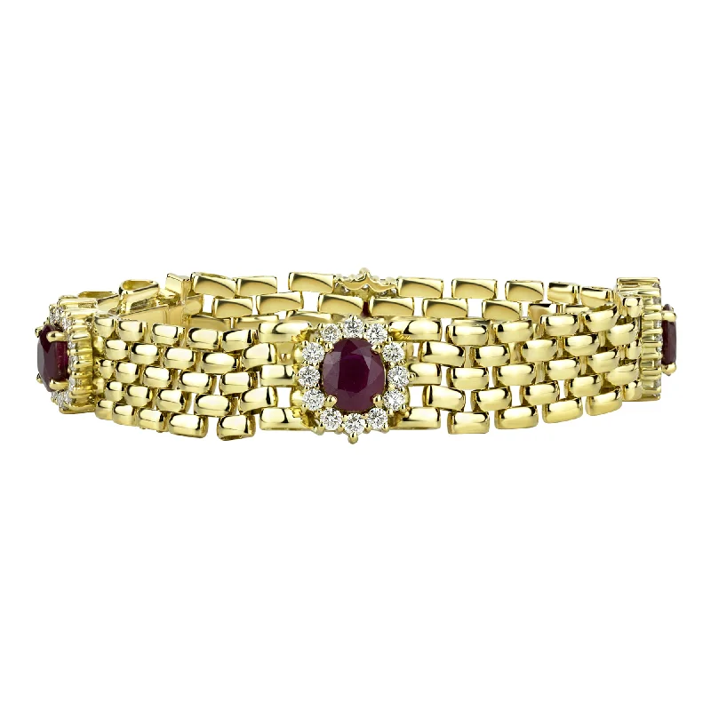 Designer women's bangles-Repair - Bracelet - Ruby & Diamond in 18K Gold ( 2313A)