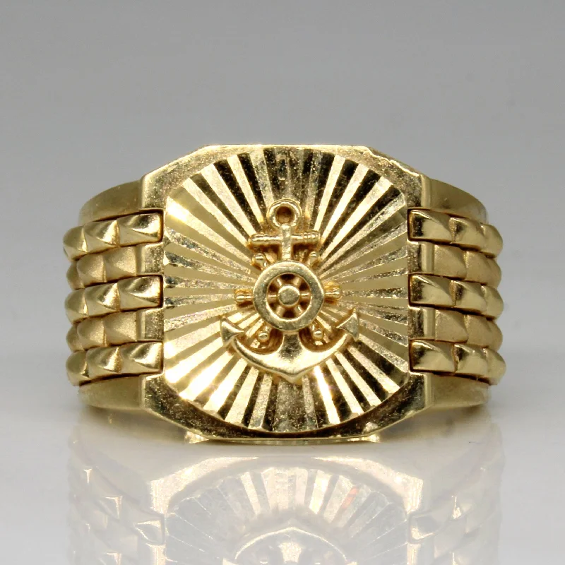 Modern women's rings-18k Yellow Gold Anchor Ring | SZ 8.5 |