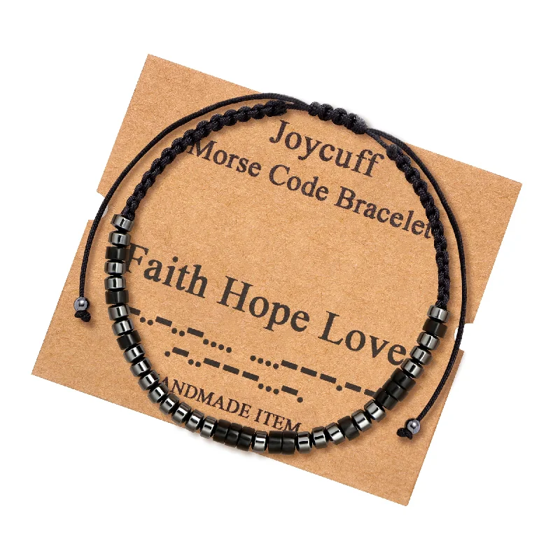 High-end women's bangles-Faith Hope Love Morse Code Bracelet for Women Inspirational Gift for Her