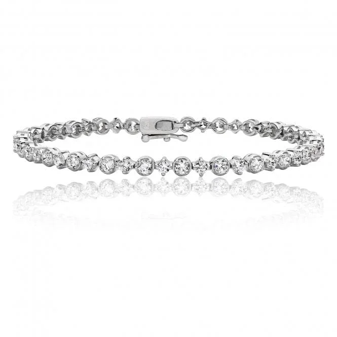 Women's beaded bangles-Silver & Co Round Cubic Zirconia Line Bracelet SBG0014