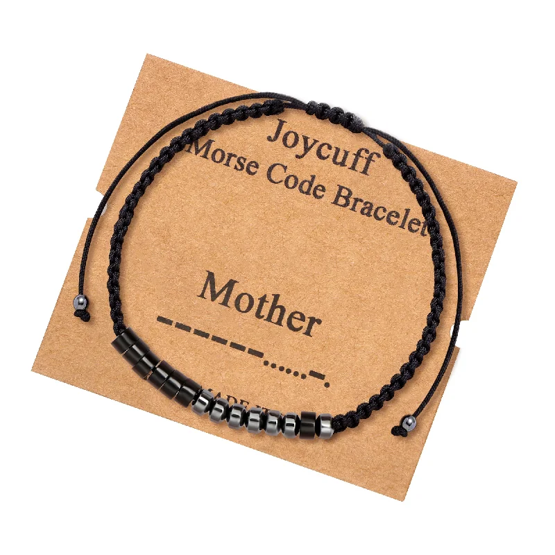 Women's everyday bangles-Mother Morse Code Bracelet Secret Message Jewelry for Mom Mother's Day Gift