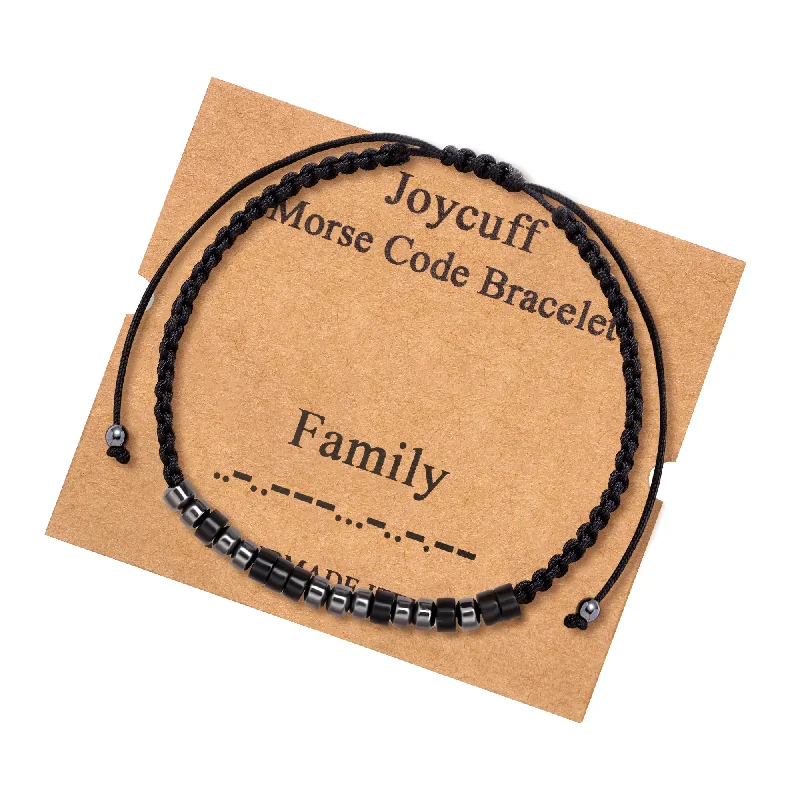 Women's wedding bangles-Family Morse Code Bracelet for Women Inspirational Gift for Her