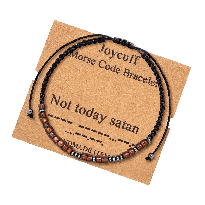 Trendy women's bangles-Not Today Satan Morse Code Bracelet for Women Inspirational Gift for Her