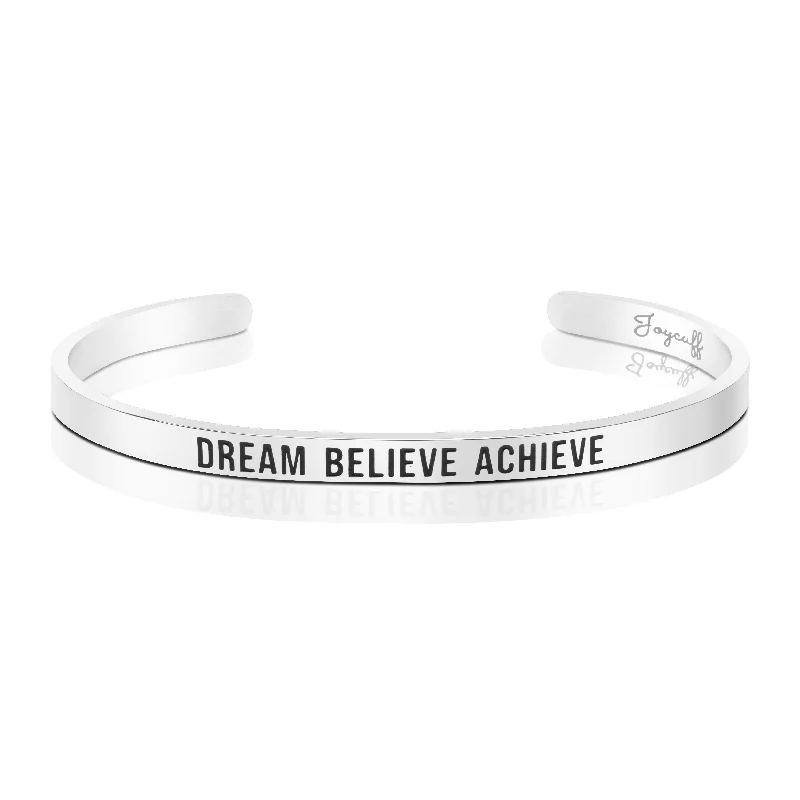 Women's cocktail bangles-Dream Believe Achieve Mantra Bracelet Class of 2020 Gift for Daughter Inspirational Cuff Bangle