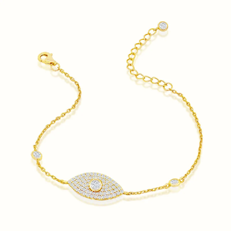 Women's moon phase bangles-Women's Vermeil Diamond Evil Eye Bracelet