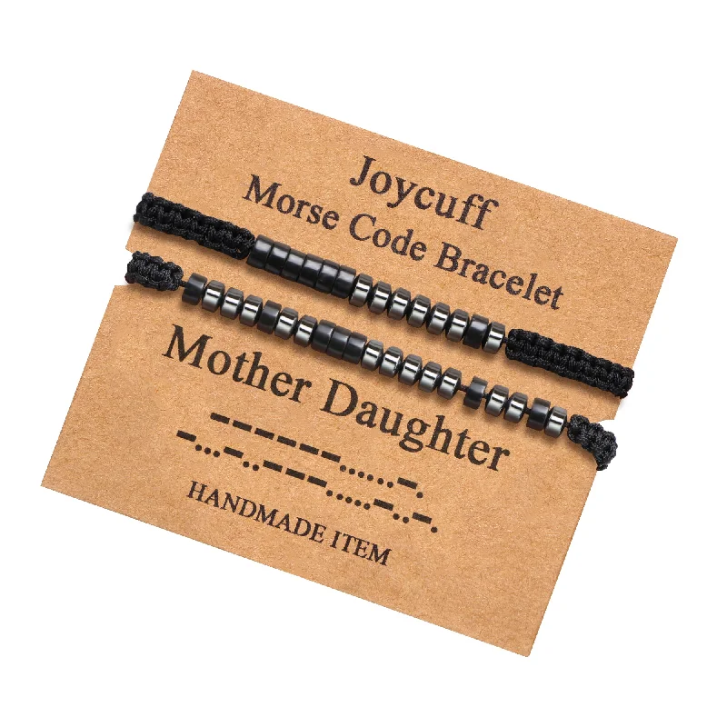 Women's sizeable bangles-Mother Daughter  Inspirational Morse Code Bracelets Motivational Jewelry for Her