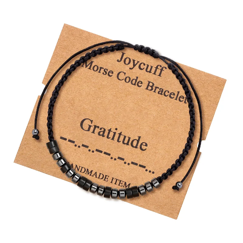 Women's personalized bangles-Gratitude Morse Code Bracelet for Women Inspirational Gift for Her