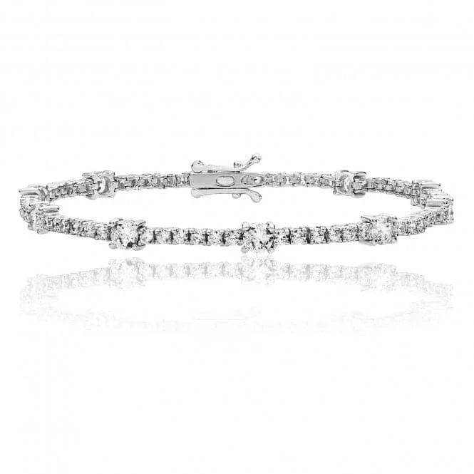 Women's cross bangles-Silver & Co Round Cubic Zirconia Bracelet SBG0018